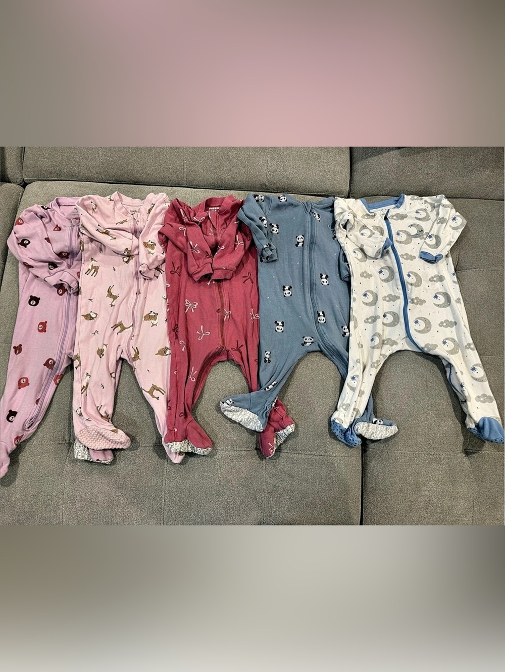 Pekkle Baby Footie Pajama Lot Size 12M cozy double zipper